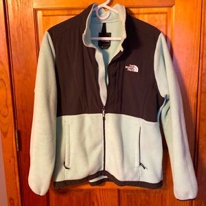 NORTH FACE ..EEUC / Woman LG . Mint green and dark gray .. Denali jacket //